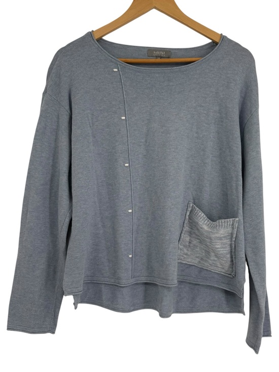 Habitat Sweaters - Habitat Sweater Women M Blue Cotton Boat Neck Pocket Coastal Cottage Art-to-wear